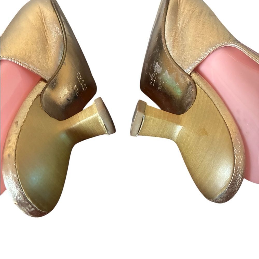 Gucci Shoes Gold and Black Heels Woman’s Size 6.5 Wide - Picture 15 of 16